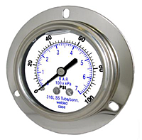 304LFW Front Flanged Panel Mount All Stainless Steel Gauge