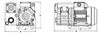 9.1 Inch (in) Dimension A Oil Lubricated Rotary Vane Vacuum Pump - 2