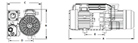 22.6 Inch (in) Dimension A Oil Lubricated Rotary Vane Vacuum Pump - 2