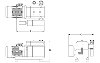 Dimensions - VCX Rotary Claw Vacuum Pumps